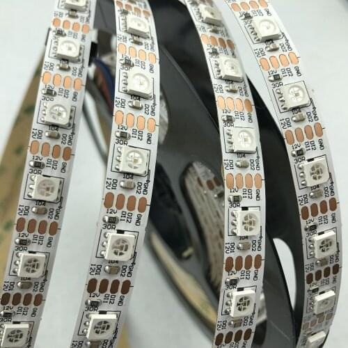 GS8208(similar to WS2811 WS2813)DC12V addressable full color RGB 5050 LED strip;60leds/m;5m;non-waterproof;IP33;WHITE PCB