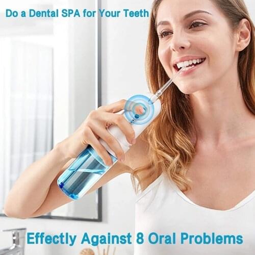 Watreproof Portable Electric Oral Irrigator 4 Modes Rechargeable Oral Irrigator Water Dental Flosser 5 Water Jet Tips Tooth Care