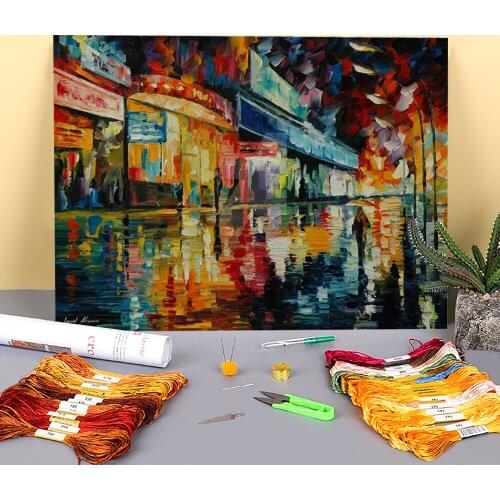 Loneliness In The City Pre-Printed 11CT Cross-Stitch Patterns Embroidery DMC Threads Painting Handicraft Promotions