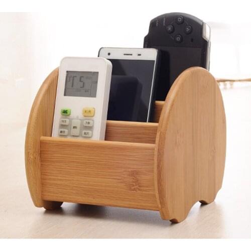 Creative Bamboo Storage Box Living Room Table Sundries/Remote Controller Holder Eco Natural Wood 3 Slots Desk Organizer