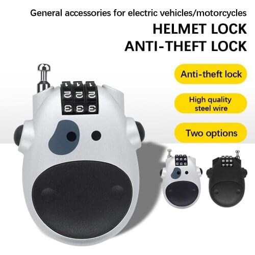 Mini Helmet Lock 3 Digit Password Resettable Combination Travel Locks Portable Bike Motorcycle Helmet Anti-Theft Accessories