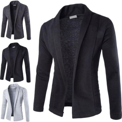 Fashion Men Blazer Business Jacket Long Sleeve Skin-friendly Streetwear Slim Fit Lapel Warm Men Cardigan Coat for Office