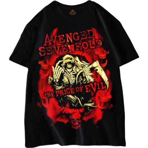 Avenged Sevenfold T Shirt The price of evil High Quality Cotton Punk T-Shirt Men Black Tshirt Tops T Shirts oversized t shirt