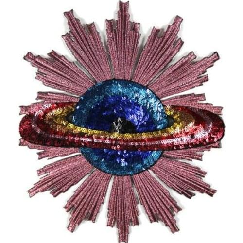 1 pc Clothing Planet Patches Flying Saucer Sew On Embroidery Sequins Patch Applique For Clothing DIY Apparel