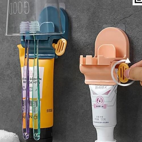 Wall Mounted Toothbrush Holder Hand Toothpaste Dispener Squeezer Toothbrush Storage Rack Organizer For Bathroom Accessories