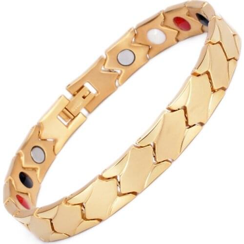 New Healing Magnetic Bracelet Men Woman Titanium 3 Health Care Elements Gold Bracelet Magnetic FIR Germanium Hand Chain Jewelry