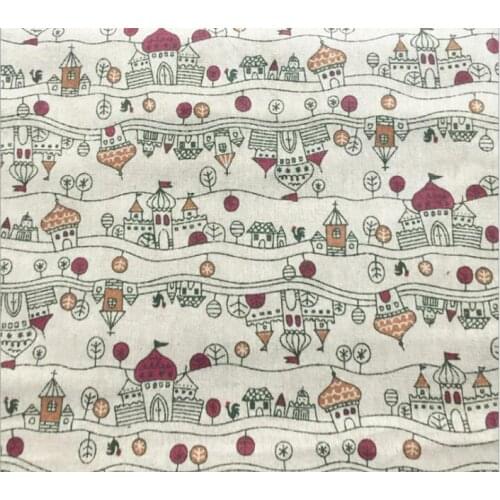 Wholesale linen cotton printed castle pattern fabric for decorative cloth and curtain/tablecloth/luggage/cushions