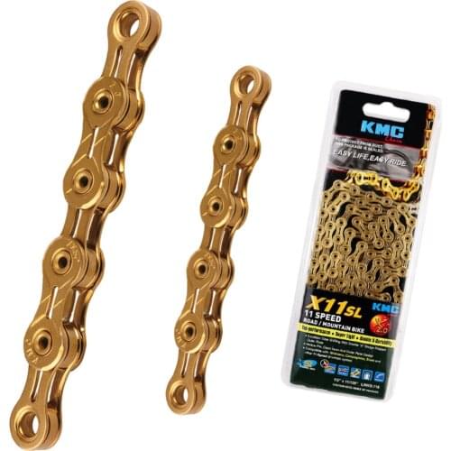 Original KMC X11SL 11 Speed Gold Chain for Trekking 116 Link Super Light KMC Titanium Nitride Gold coated 11S Chain Missing Link