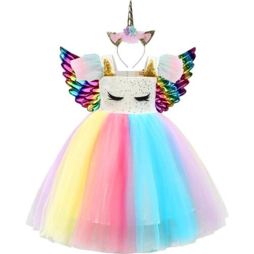 Unicorn Dress For Girl Children Girl Carnival Costume Party Dresses New Year Birthday Gift Princess Clothes Toddler Kids Dresses