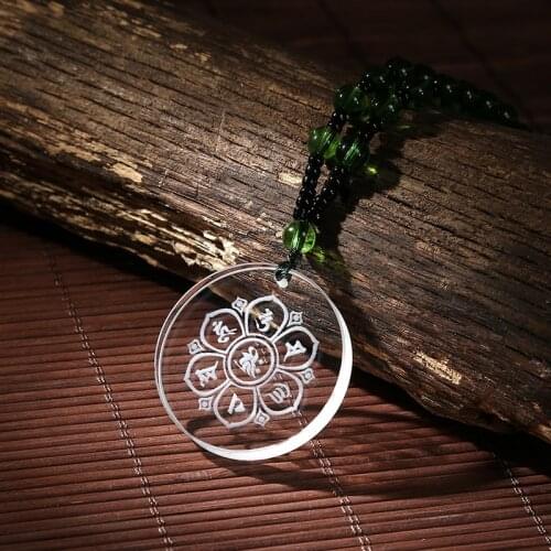 Retro Circle Pendant Six Words Buddha Mantra Gossip Yin Yang Lucky Necklace for Men Boy Amulet Jewelry Crystal pendant necklace