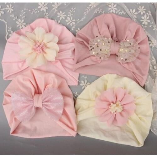 1 Pieces New Fashion Flower Baby Girls Hat Newborn Elastic Baby Turban Hats For Girls Cotton Infant Beanie Cap