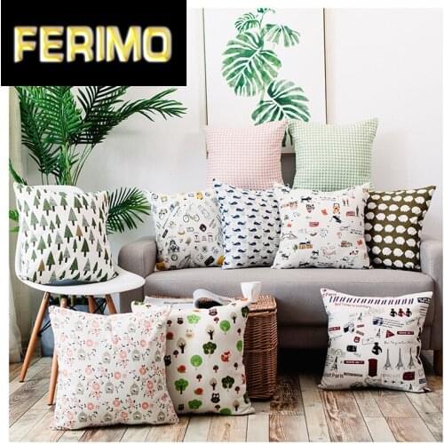 Nordic cotton and linen pastoral pillow lattice sofa cushion sofa car cushion pillowcase home textile