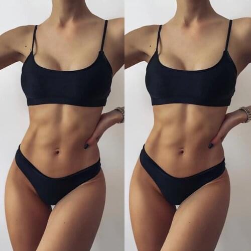 Sexy 2pcs Bikini Women Swimwear Solid Color Without Steel Support Bikini Swimwear Beachwear Swimsuit Maillot De Bain Femme