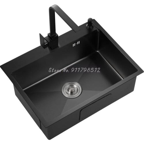 Nano Handmade Basin Sink Single Slot 304 Stainless Steel Thickened Black Nano Kitchen Sink Sink