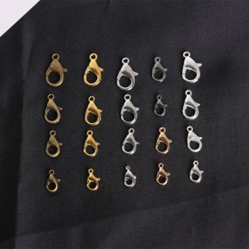 100Pcs Zinc Alloy Lobster Clasp Hooks 10/12/14/16mm Rhodium Bronze Gold Color Claw Clasps Connector Jewelry DIY Jewelry Findings