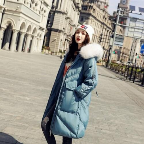 Women newest hooded long duck down jacket female fashion waist Korean style coat with fur collar slim thickened winter jackets