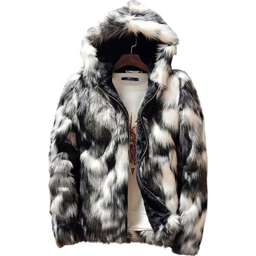 Winter Faux Fur Thick Mens Jackets & coats Fashion Men and Women Couples Warm and Comfortable Clothing Slim Gray Men Coat S-3XL