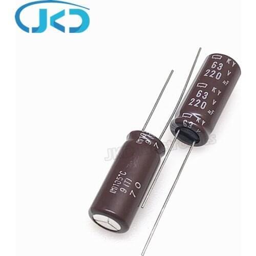 10pcs/lot 63v 220uf NCC KY Series 10*25mm high-frequency low-impedance aluminum electrolytic capacitor 220uf 63v NIPPON