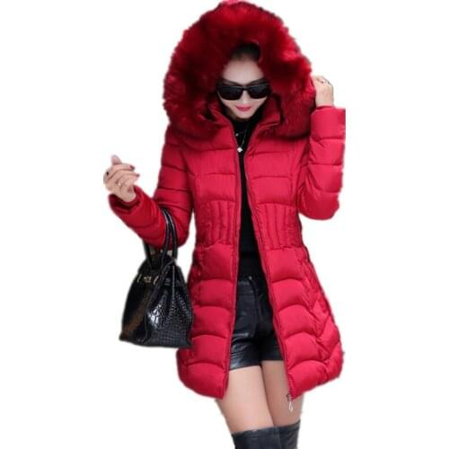 2019 Faux Fur Parkas Women Down Jacket Plus Size Womens Parkas Thicken Outerwear hooded Winter Coat Female Jacket Cotton padded