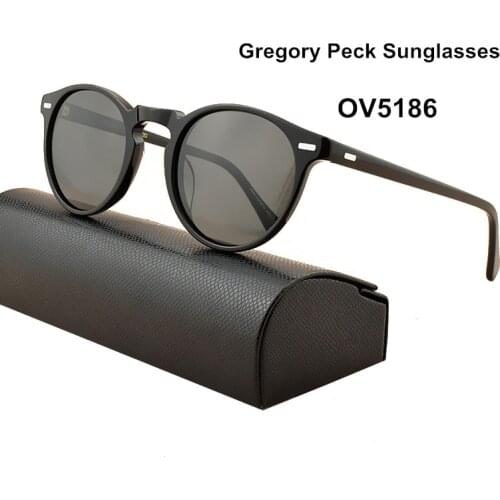 2021 Brand Designer Sunglasses OV5186 Retro Round Gregory Peck Polarized Black Men Women Glasses Frame Anti-reflective Gafas