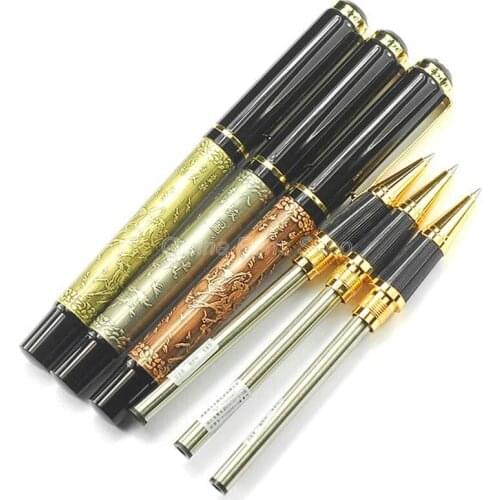 3 X Baoer 507 Classic Metal Roller Ball Pen Running Horses Pattern Bronze/Red Copper/Gray Color For Business Gift Pen