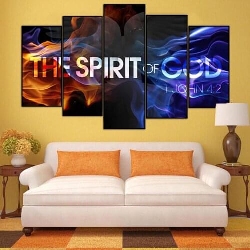 5 Panels Paintings Abstract Canvas Painting The Spirit Of God Wall Art Poster and Prints Modern Home Living Room Decor Pictures