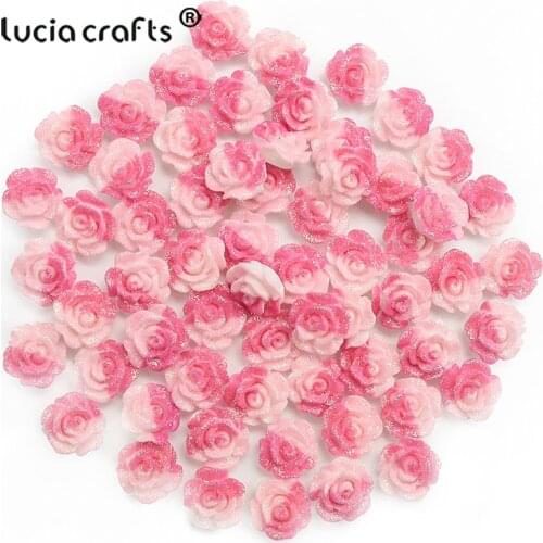 SALE!50pcs 10mm Glitter Two-tone Flower Flatback Resin DIY Scrapbook Craft Embellishments Phone Headwear Accessories F1322