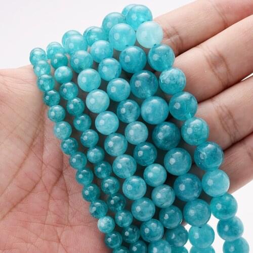 Natural Amazonite Stone Beads Blue Round Loose Spacer Bead for Jewelry Making DIY Charm Bracelet Necklace Accessories 6/8/10mm