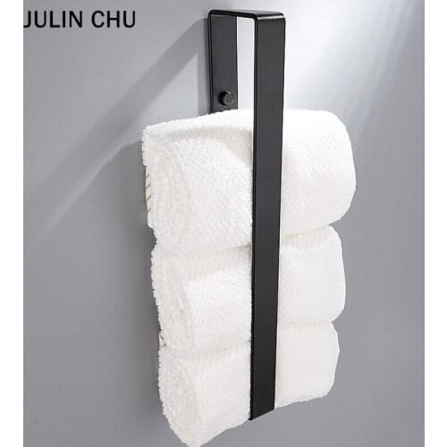 Black Towel Rack Space Aluminium Stand Single Towels Bar Bathtowel Shelf Rail Hang for Kitchen Lavatory Bathroom Accessories