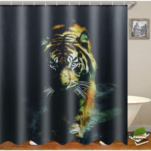 72"X 72" Wildlife Animal Nature Decor Tiger Bathroom Decor Shower Curtain with Plastic Shower Hooks