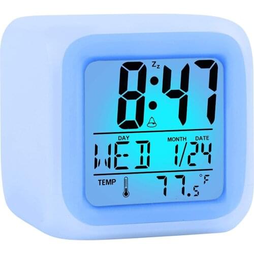 Kids Wake Up Light Clock LED Night Alarm With Snooze Christmas Gifts Digital Easy Setting Colorful Changing Large Display Time