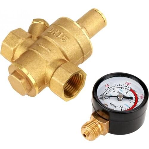 DN15 Adjustable Water Pressure Maintaining Relief Valves Regulator Reducer With Gauge Meter Brass Water Pressure Reducer Tools