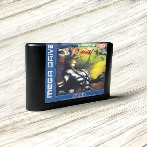 Earthworm Jim - EUR Label Flashkit MD Electroless Gold PCB Card forSega Genesis Megadrive Video Game Console