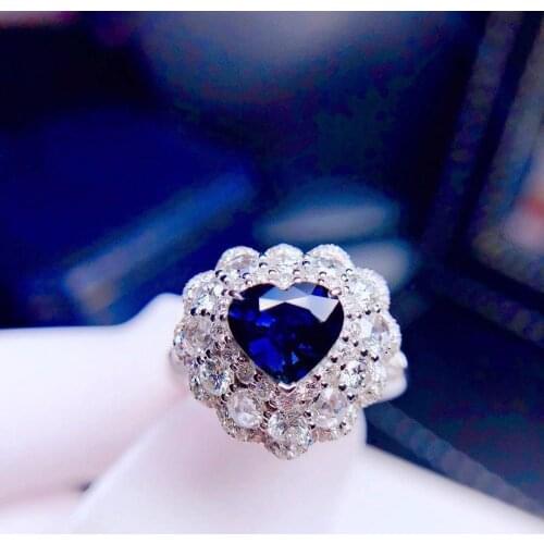 H1021 Blue Sapphire Ring 1.44ct Real Pure 18 K Natural Unheat Royal Blue Sapphire Gemstone Diamonds Stone Female Ring