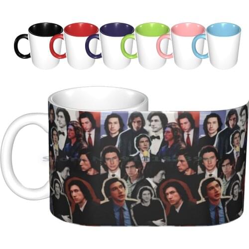 Adam Driver 2019 Collage Ceramic Mugs Coffee Cups Milk Tea Mug Adam Driver Collage Marriage Story Actor 2019 Kylo Ren Officer