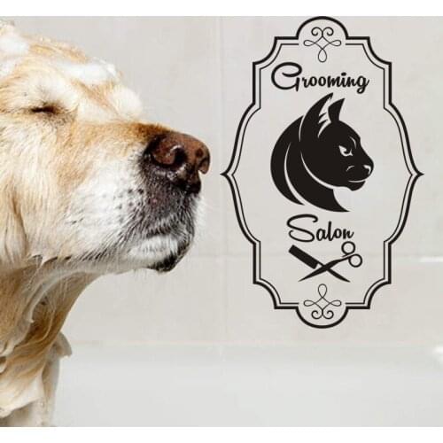 Cat Grooming Salon Decal Pet Shop Wall Sticker Posters Vinyl Art Decals Parede Decor Mural Pet Clinic Decal Sticker
