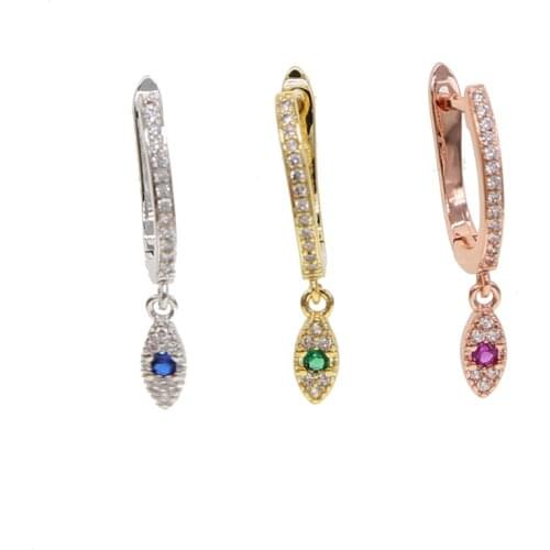 RED GREEN BLUE cute evil eye earring for young girl factory promotion fashion jewelry lovely eye Paved AAA+ cz high quality