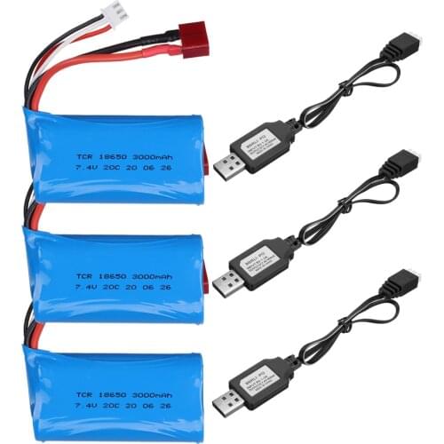 18650 7.4V 3000MAH lipo Battery 2S for Wltoys 10428 12428 12423 Q46 RC Car battery spare Parts /charger 7.4 V 3000 MAH
