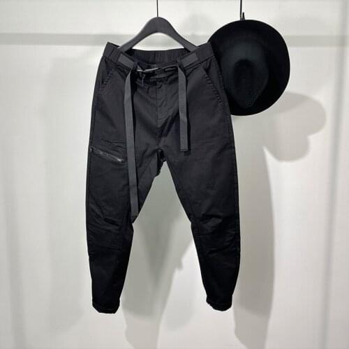 Owen Seak Men Casual Pencil Pants High Street Wear Mens Clothing England Sweatpants Preppy Autumn Winter Cross Black Pants