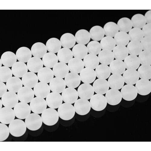 Natural Matte Quartz White Gemstone Froested Crystal 4 6 8 10 12mm Round Beads DIY Accessories Neckalce Bracelet Jewelry Making