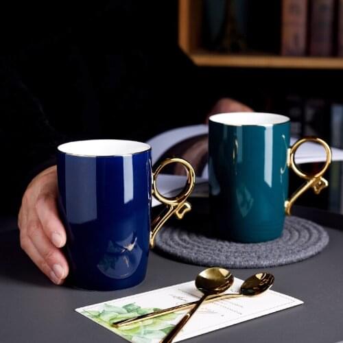 Nordic Ceramic Mugs Luxury Water Cafe Tea Milk Cups Condensed Coffee Porcelain teacup Saucer Spoon Set Party Drinkware