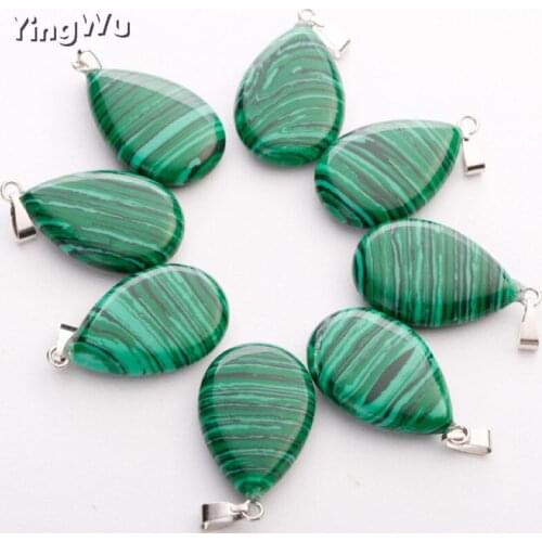 Wholesale 30pcs/lot trendy hot sell natural stone malachite water drop shape pendants charms for Necklaces making Free shipping