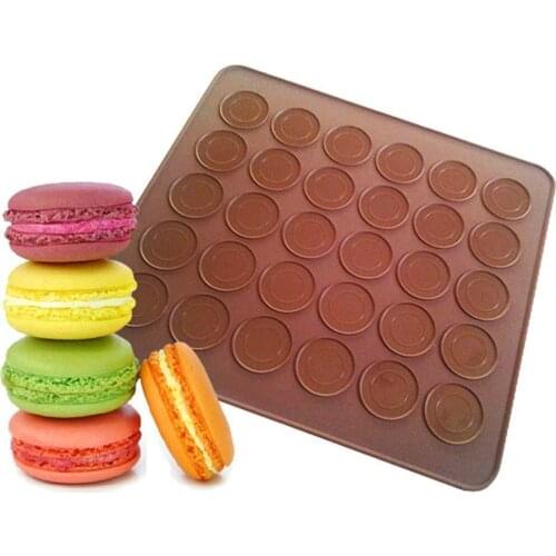 Practical 30-cavity Silicone Pastry Cake Macaron shape mould Oven Baking pastry Mould Sheet Mat