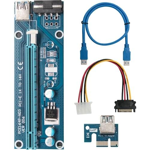 PCI-E Riser Board 4-pin PCI-E 1x to 16x Adapter Card Graphic Card GPU Extender Board with USB Cable
