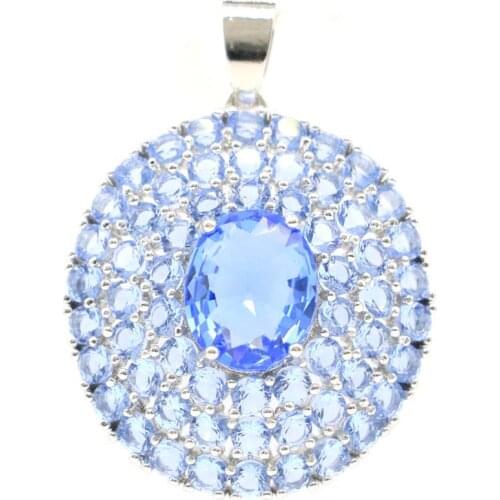 31x14mm New Statement Jewelry Multi Color Created Garnet Peridot Aquamarine Smokey Quartz For Ladies Silver Pendant Wholesale