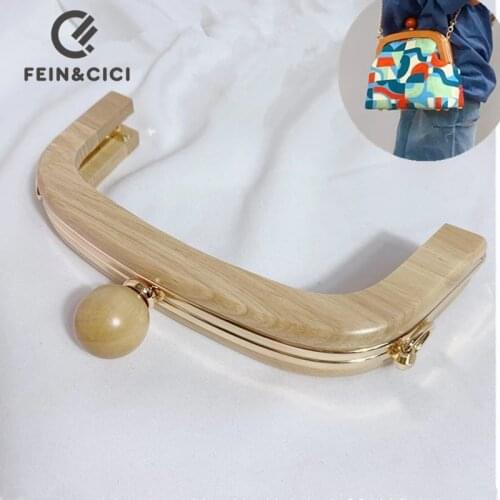 Pouch Purse Frame Handle Clutch Bag parts Accessories DIY HandBag wood with metal Frame Kiss Clasp Lock Hardware wholesale