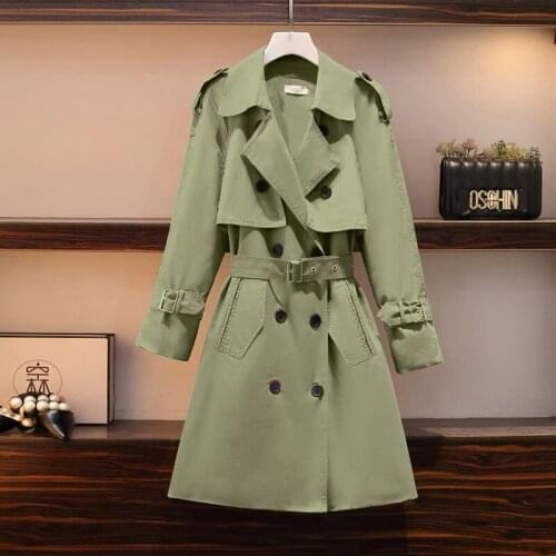 Spring Autumn Coat Women Turn Down Collar Trench Coat Double Breasted Classic Long Trench Coat with Belt Women Windbreaker Coats