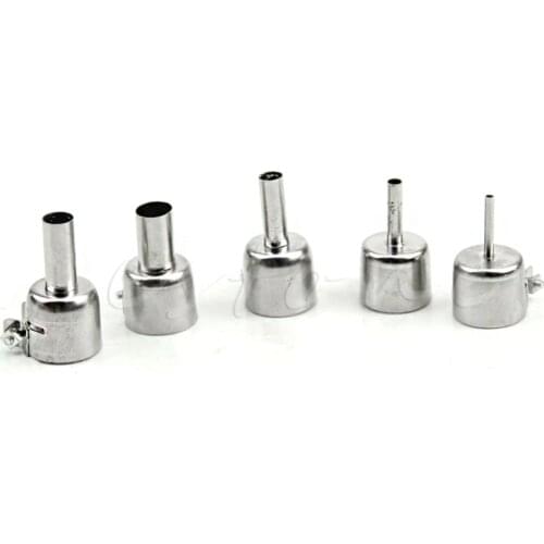 5Pcs Universal Meatal Heat Gun Resisting Nozzles Hot Air Guns Silver for 45x24mm -Y103