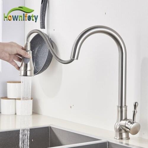 Pull Out Kitchen Faucet 2-way Hot cold Mixer Crane Tap Free Rotatable Deck Mounted Single Handle One Hole Facuets