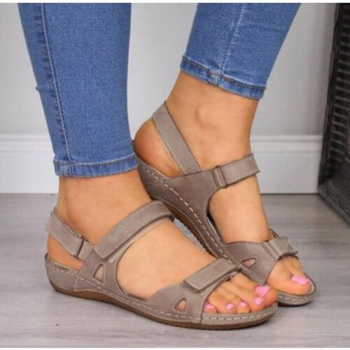 2020 Women Sandals Flat Open Toe Shoes Women Casual Platform Ladies Vintage Office Party Sandals